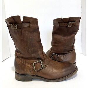 Walk Over Vintage Shoe Co Sz 6.5 Boots Veronica Chocolate Harness Slouchy $245